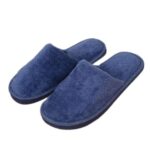 Comfy Slippers for Men Memory Foam Warm Bedroom Indoors Anti-Slip Plush Men's Slipper Mens Slip on Slippers Breathable (Navy, 8-8.5)
