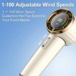 Efficient-Portable Handheld Fan, Speed(1-100) Adjustable Turbo Mini Fan, Rechargeable Portable Fan With Digital Display