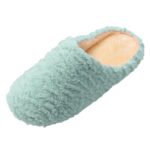 Foam Sliders Womens Autumn and Winter Warm and Quiet Soft Bottom Non Slip Silent Closed Toe Couple Cotton Slippers Plantar Fasciitis Slippers (Green, 6)