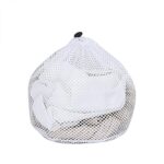 Generic Polyester Laundry Mesh Bag Reusable Machine Bag Drawstring Bathroom Products Bathroom Storage Containers (White, S（30 * 40cm）)