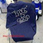 Goodbrand T Shirts Men Women American Street Trend Clothing LOVE IS GOOD Pearl Hot Drill Short Sleeve Tops