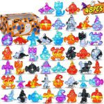 Halloween Toys 48PCS for Kids Boys Girls Random Bat Cat Witch Mini Pop Bubbles Bulk Keychain Stress Relief Sensory Fidget Toys