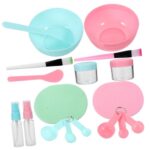 HAMPPLIES 1Set DIY Facial Mask Bowl Set Includes Pink Green Bowls Spoons Measuring Cups and Spray Bottle for Easy Skincare for Homemade Face Masks and