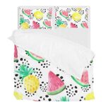 Jeansame Bedding Duvet Cover Set Double Size 1 Quilt Cover and 2 Pillow Cases Summer Watermelon Lemon Polka Dots for Kid Boy Girl Women Men