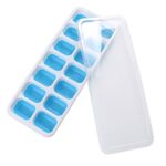 jieGorge 1 Pc Covered Ice Cube Tray Set With 14 Ice Cubes Molds Flexible Rubber Plastic, Kitchen，Dining & Bar for Easter Day (blue)
