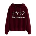 jieGorge Women Ladies Oversized Pullover Hoodie Top Long Sleeve Pullover Comfort Warm Ladies Drawstring Hooded Casual Loose Blouse Round Neck Sweatshirt Top Jumper Wine