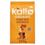 Kallo Organic Three Nut Crunch Granola, 360g – High-Fibre, Wholegrain Breakfast with Hazelnuts, Almonds & Cashews