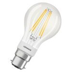 LEDVANCE Smart LED Lamp with Bluetooth, B22d, Dimmable, Warm White (2700K), Replaces Incandescent Lamps with 60 W, Controllable with Google, Alexa and Apple HomeKit, SMART+ BT Filament Dim, 1-Pack