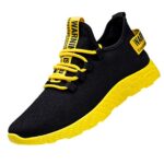 Men Trainers Running Shoes Lightweight Breathable Comfortable Walking Sneakers Mesh Workout Shoes Sports Athletic Tennis Trainers Yellow
