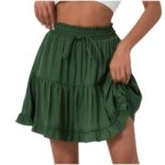 Mrat Women Mini Skirt with Built-in Shorts Frill Cupcake High Waisted Drawstring Ruffle Flared Skirt Pleated A Line Tiered Drawstring Skirts Elegant Cake Skirts Beach Tennis School Party Vacation Sale