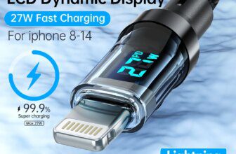 PD 27W Fast Charge Cable LCD Display Transparent Shell Data Transfer, USB A Type-C to Lightning Cord for iPhone 14 Pro Max/13/12