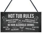 RED OCEAN Funny Hot Tub Rules Sign Perfect Hot Tub Accessories Garden Sign Home Gift