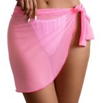 Shffuw Ladies Tankini Swimwear Sets Plus Size Swimsuit Beach Wrap Bikini Shiny Cover Ups for Swimwear Tankini Sets for Women UK Tummy Flattering Tops (Pink, M)