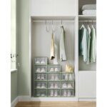 SONGMICS Shoe Boxes, Pack of 8 Stackable Shoe Storage Organisers, Foldable and Versatile for Sneakers, Fit up to UK Size 11