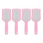 Vent Detangling Brush, Vented Paddle Brush 4pcs Fast Blow Drying Wet Dry for Salon (Pink Handle)