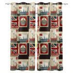 Vintage London Stamp Blackout Curtains Window Curtains For Bedroom Living Room Decor Window Treatments