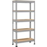 Yaheetech 5 Tier Garage Shelving Units,Heavy Duty Racking shelves for Home/Office/Workshop/warehouses,150KG Per Shelf/750KG Capacity,Light Gray,70x30x150cm(LxWxH)