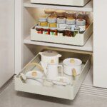 1PC Kitchen Storage Rack With Slide Rails Pull-out Kitchen Drawer Type Storage Tray Spice Box Storage Rack Cabinets Organizer