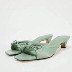 2025 New Bow Satin Decorative Slippers Solid Color Stylish Elegant Simple Party Women's Shoes New Square Toe Thin Heel Summer