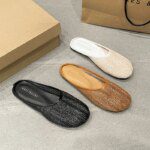 2025 Summer New Breathable Fashion Women's Apartment Knitted Design Slippers Luxury Comfortable Half-block Flat Sandals Slippers