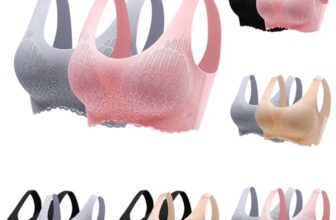 2 Pack Set Sports Bra Warehouse UK Deals Lace Seamless Underwear without Steel Ring Gathering Breasts Bras Push Up Wirefree Workout Bra Full Coverage Running Bralettes Lightweight Underwear