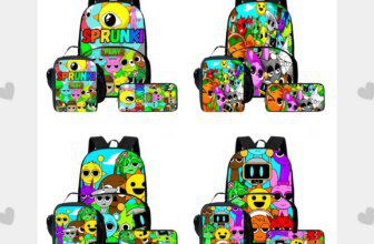 3Pcs Set Child School Backpack with Front Pouch ,Lunch Bags ,Pencil Bags for Aged 5-10,Cartoon Sprunki School Bags for Boy Girl