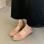 Crystal Mesh Rhinestones Ballerina Flats Round Toe Mary Jane For Work Office Flats New Designer Non Slip Casual Walking Shoes