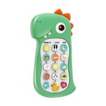 Dinosaur Phone Toy Early Learning Educational Musical Pretend Play Device Interactive Light Up Toddler for Boys Girls Kids (Green, One Size)