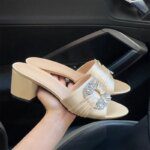 Fashionable Diamond Button High Heel Slippers 2025New Elegance and Comfort Trend Women's Shoes Summer Outdoor Thick Heel Sandals