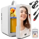 Gdsode Mini Fridge, 6 Litre/6 Cans Car Fridges, Small Fridge Cold & Warm Adjustable temperature, >25dB, LED Temperature Display, Car/Home Mini Refrigerator for Bedrooms, Drinks, Cosmetics, Facial Mask