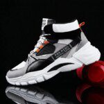 Hightop Summer Men's Sport Shoes Man Running Shoes Men Sports Shoes for Men High Top Sneakers Mens Tennis Shoe Walk Grey D-421