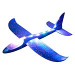 KIMODO Foam LED Hand Throwing Airplane Aircraft Model Toy Glider Airplane Education Alphabet Board Games for Kids 4-6 (Blue, One Size)
