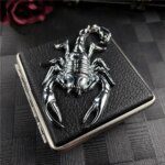 Leather Metal Cigarette Storage Box 3D Scorpion Pattern 20 Cigarette Creative Home Gadgets Gift for Women Men Smoking Accessory