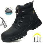 Rotating Button Work Shoes for Men Anti Puncture Work Sneakers Waterproof Work Safety Shoes Non Slip Steel Toe Tactical Boots