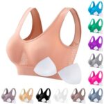Wirefree Yoga Bra with Removable Pads for Women UK Sale Seamless Sports Wireless Bras Ladies Non Wired T-Shirt Bra Comfortable Bralettes Soft Breathable Brassiere Push up Underwear for Fitness