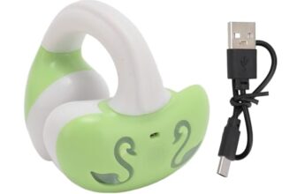 Wireless Ear Clip On Headphones Bluetooth,HiFi Bone Conduction Open Ear Headphones Wireless Bluetooth,Wireless Headset Sport Running Earring Earphone (Grass Green)