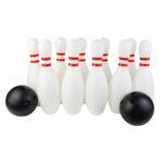 Wooden Vintage Children's Bowling Toy Set Kindergarten Boys Sports Baby Large Indoor And Outdoor Sports 10 Bottles 2 Cubes for Kids Build (White, One Size)