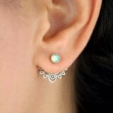 Best Sale on 2021 Wholesale Indian Tribal Hollow Metal Lotus Opal Stone Stud Earring Boho Jewelry Antique Silver Color Handmade Ear Studs – Only 1.70!