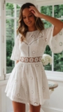 Best Discount on 2025 Summer Floral Lace Mini Dress Sexy Back Cutout Bell Sleeve Waist-Tie Boho Beach Garden Party Outdoor Celebration Breathable – Only 19.29!