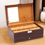 Best Sale on 2 Layer Jewellery Box Rings Necklaces Storage Drawer Bracelets Watch Display Case Leather Organizer With Mirror And Lock – Only 16.20!