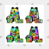 Best Deal on 3Pcs Set Child School Backpack with Front Pouch ,Lunch Bags ,Pencil Bags for Aged 5-10,Cartoon Sprunki School Bags for Boy Girl – Only 19.99!