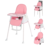 4-in-1 Adjustable Baby High Chair, Infant High Feeding Seat Toddler Table Chair, Foldable, Lightweight (3.6 kg), Easy Clean, with 3-Point Belt, from 6 Months to 3 Years (15kg) – Baby high chair