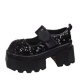 Best Discount on 8CM Women’s High Platform Leather Shoes New Spring Heels Chunky Sneakers Female Lace-up Metal Bling Loafers Walking Shoes Woman – Only 24.39!