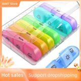 Best Deal on A44T 2X Pill Box 7 Days Organizer 21 Grids 3 Times One Day Portable Travel With Large Compartments For Vitamins Medicine,B – Only 9.49!