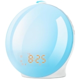 Alarm Clock Wake Up Light with Sunrise/Sunset Simulation Dual Alarms and Snooze Function, 7 Colors Atmosphere Lamp, 7 Natural Sounds and FM Radio, Built-in Phone Charging Port [Energy Class G] – Alarm clock with sunrise simulation