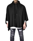 Anatoky Mens Irregular Loose Bat Sleeves Hooded Poncho Cape Coat (M To 5XL) (Medium, #0203 BLack) – Cape coat