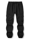 Auranso Boys Cargo Trousers 12-13 Years Kids Elasticated Waist Joggers with Drawstring Outdoor Casual Pants Black – Kids cargo pants
