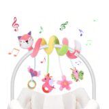 Best Deal on Baby Car Seat Toys 3-6 Months Stroller Toys Infant Fox Spiral Hanging Plush with Music Box BB Squeaker and Rattles Activity Gift – Only 4.33!