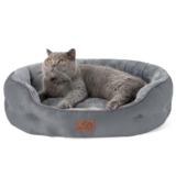 Bedsure Large Cat Beds – 63x53x20cm Round Washable Dog Bed for Small Dogs, Pet Bed for Small Dog and Puppy with Slip-Resistant Bottom and Reversible Cushion, Grey – Pet bed