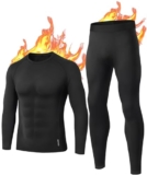 BENNIES Thermal Underwear Mens Set Mens Thermals Top and Bottoms Long Sleeve Tops Long Johns Thermal Base Layer Thermals Men’s Thermal Underwear for Winter Ski Sports L Black – Thermal base layer set